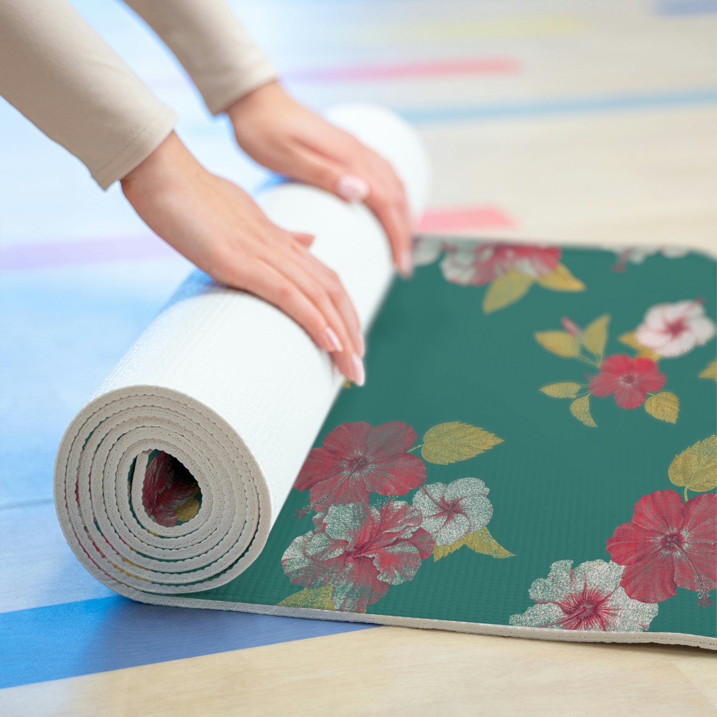 Hibiscus Printed Foam Yoga Mat