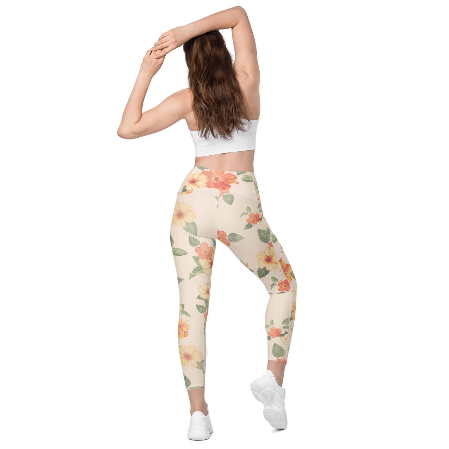 Hibiscus Crossover Leggings With Pockets