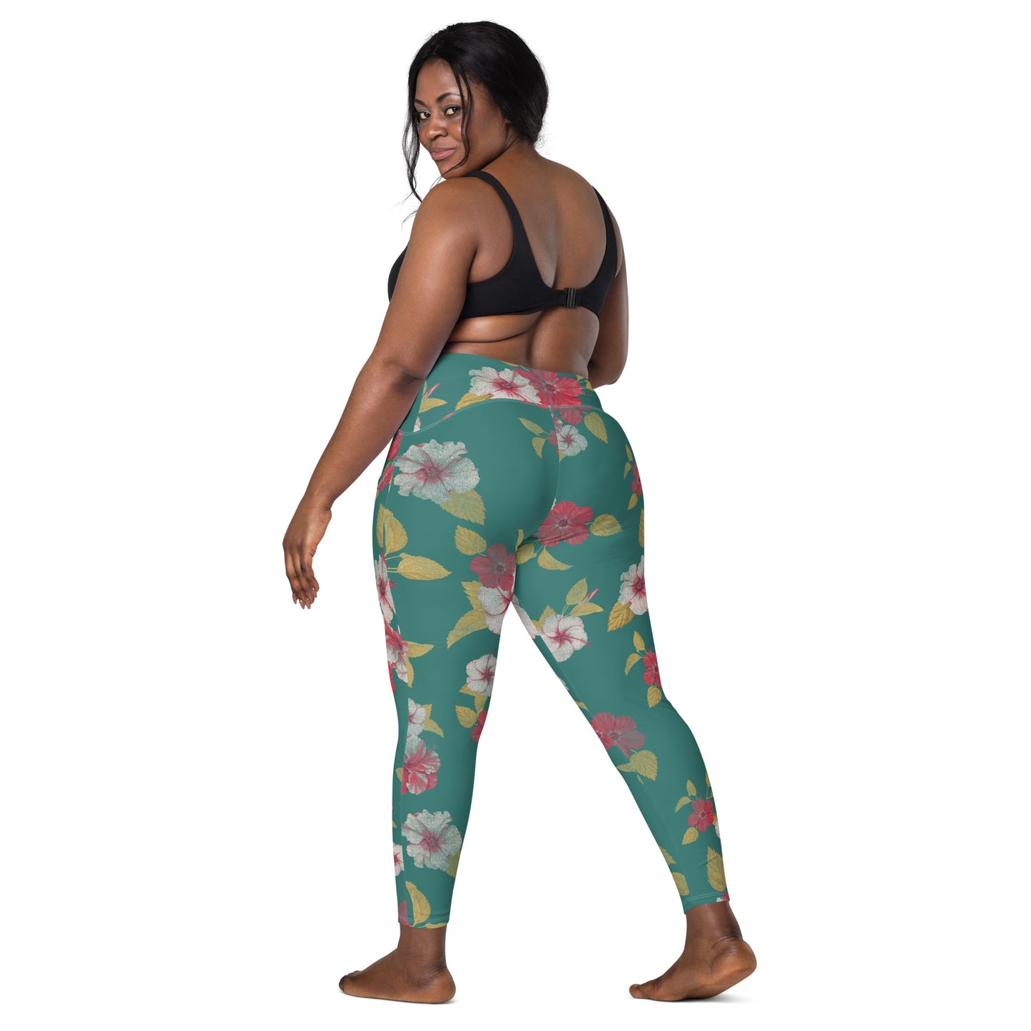 Hibiscus Crossover Leggings With Pockets