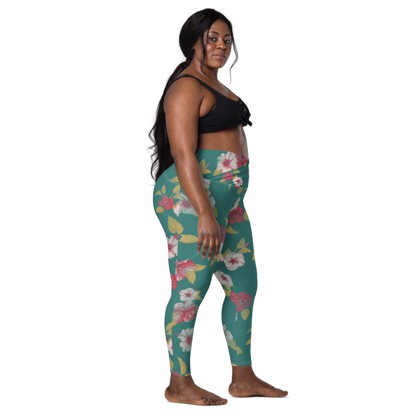 Hibiscus Crossover Leggings With Pockets