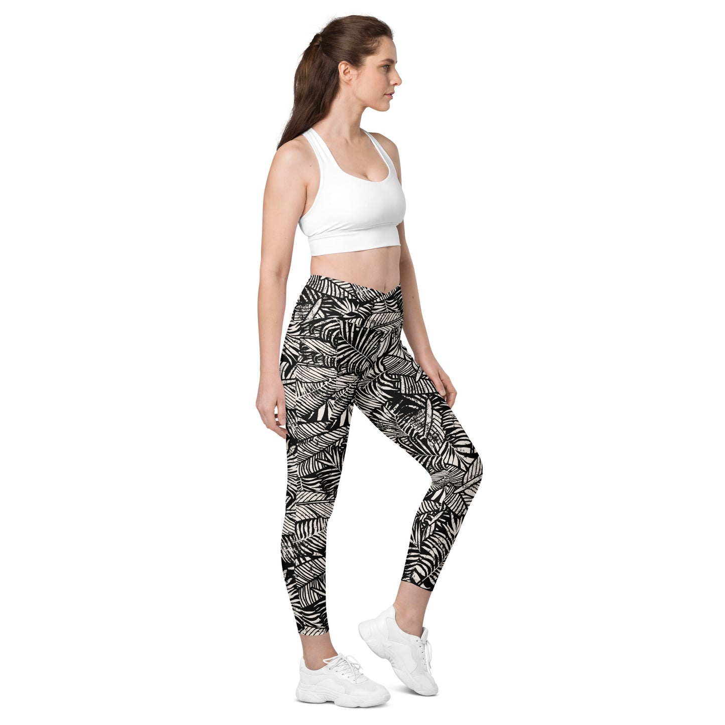 Palm Crossover Leggings With Pockets