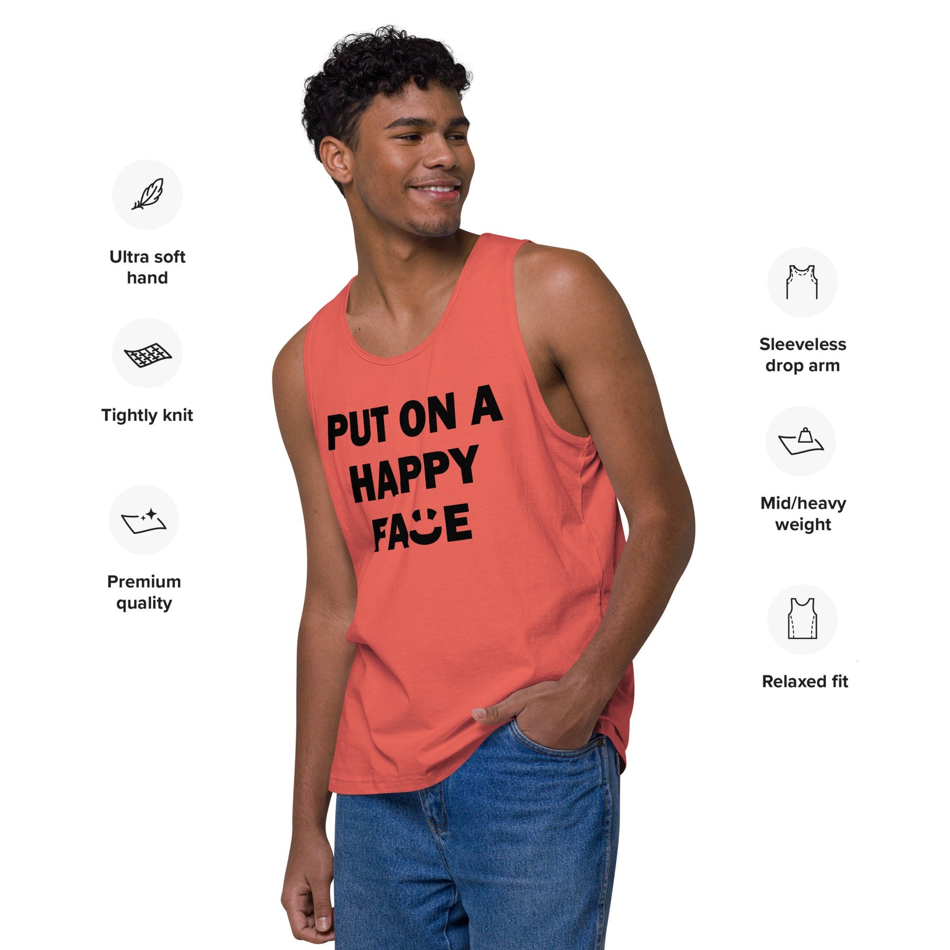 Put On A Happy Face Premium Tank Top - Love&Tees