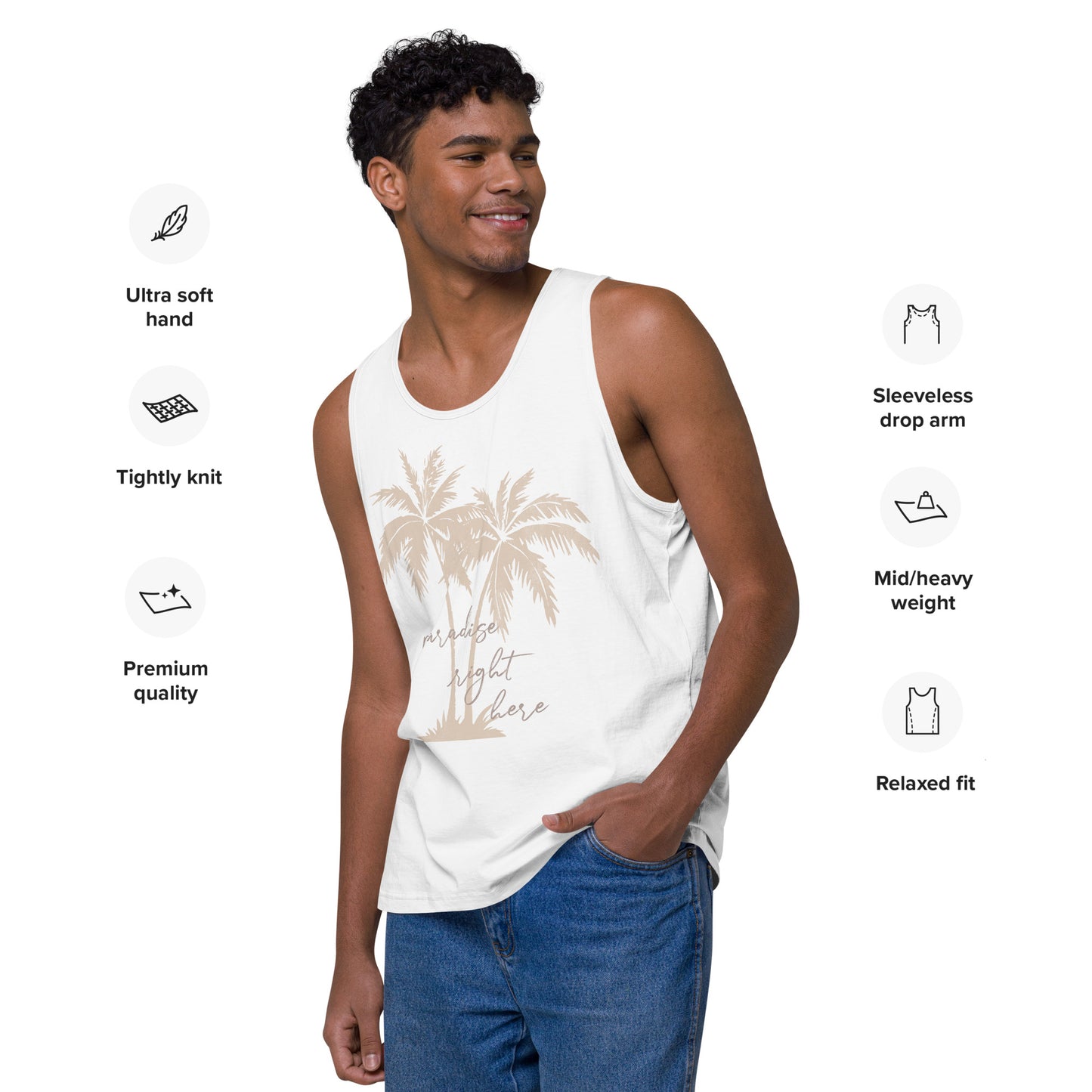 Paradise Right Here Premium Unisex Tank Top