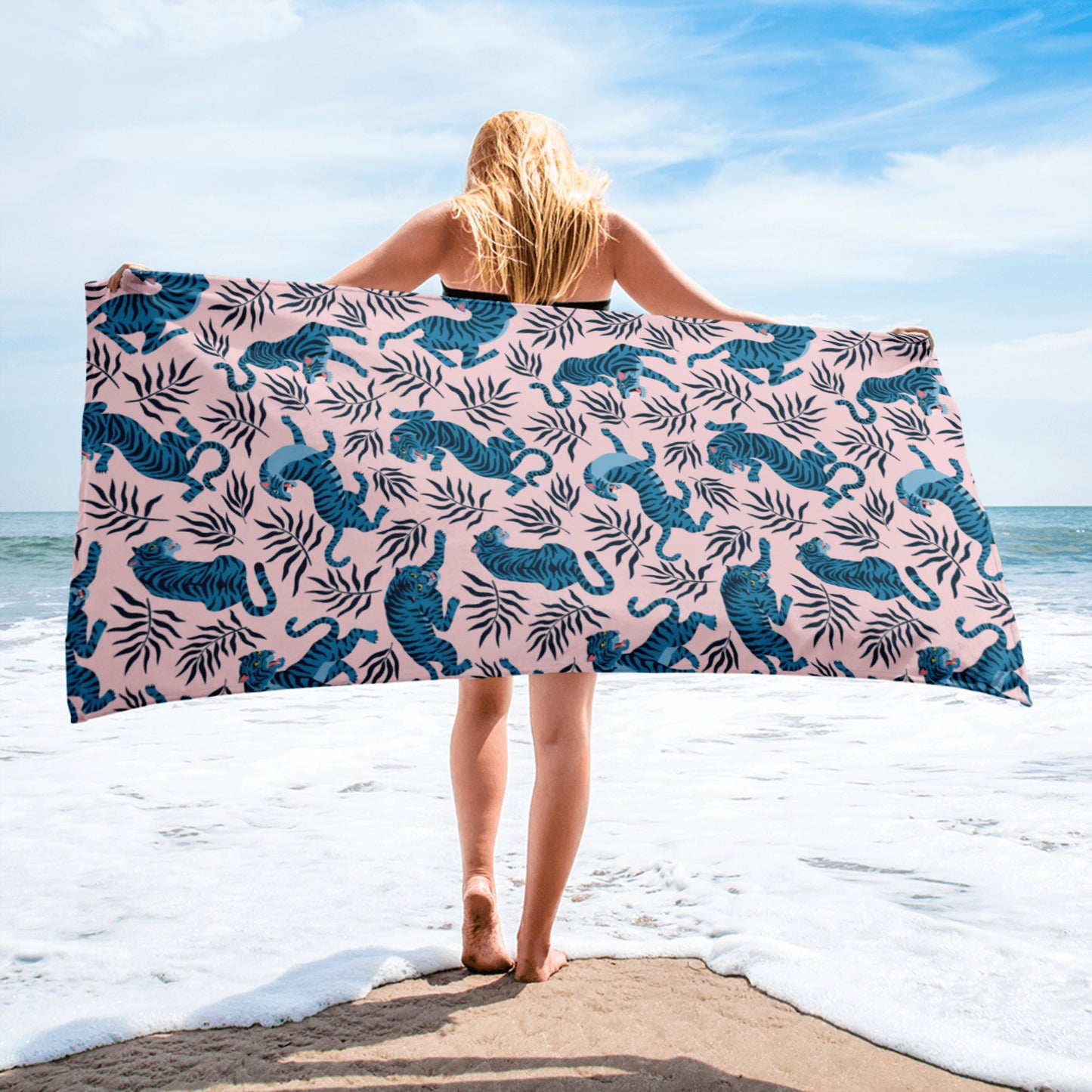 Blue Tiger Beach Towel