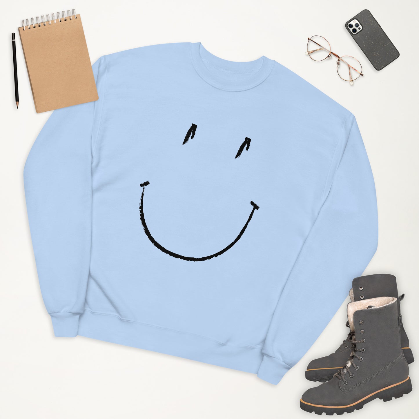 Smiley Face Unisex Fleece Sweatshirt