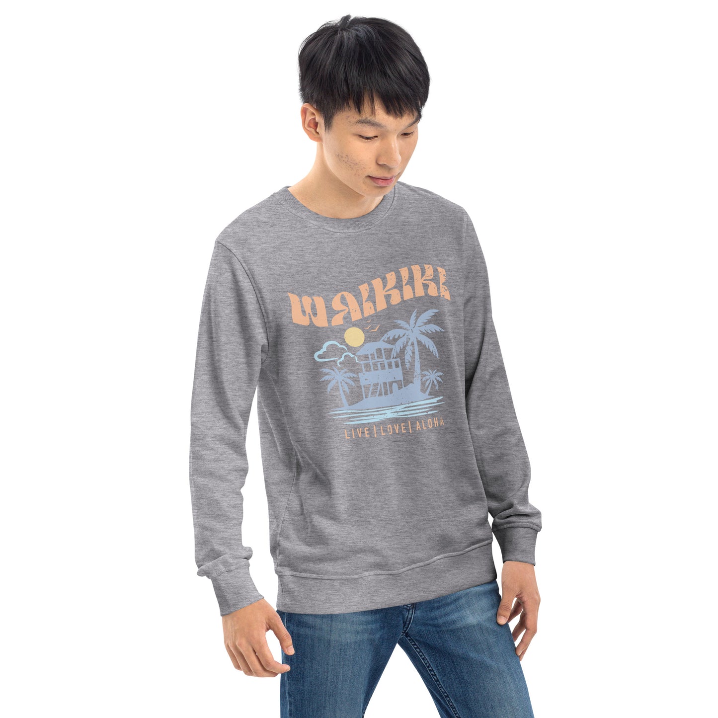 Waikiki Live Love Aloha Unisex Organic Sweatshirt