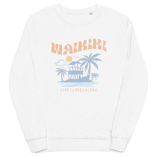Waikiki Live Love Aloha Unisex Organic Sweatshirt