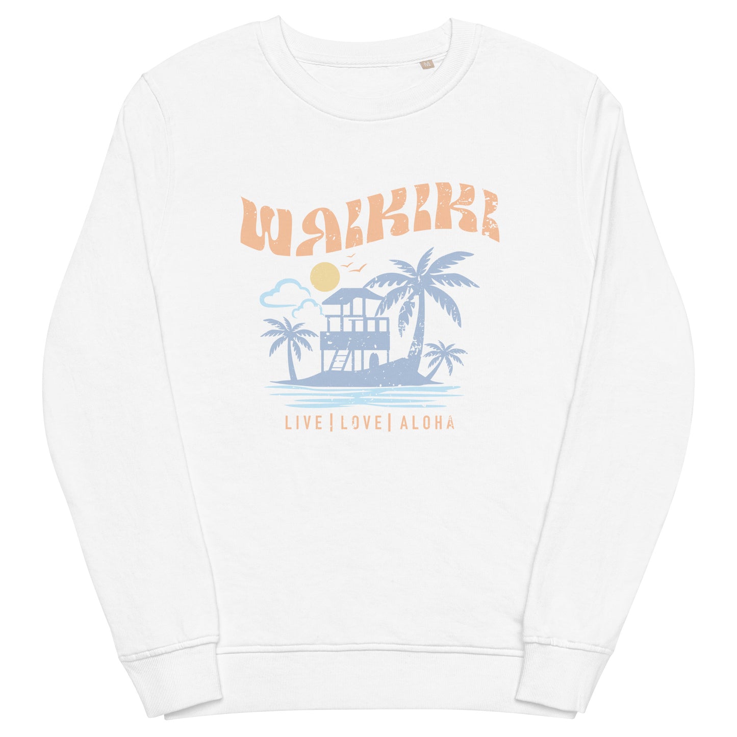 Waikiki Live Love Aloha Unisex Organic Sweatshirt