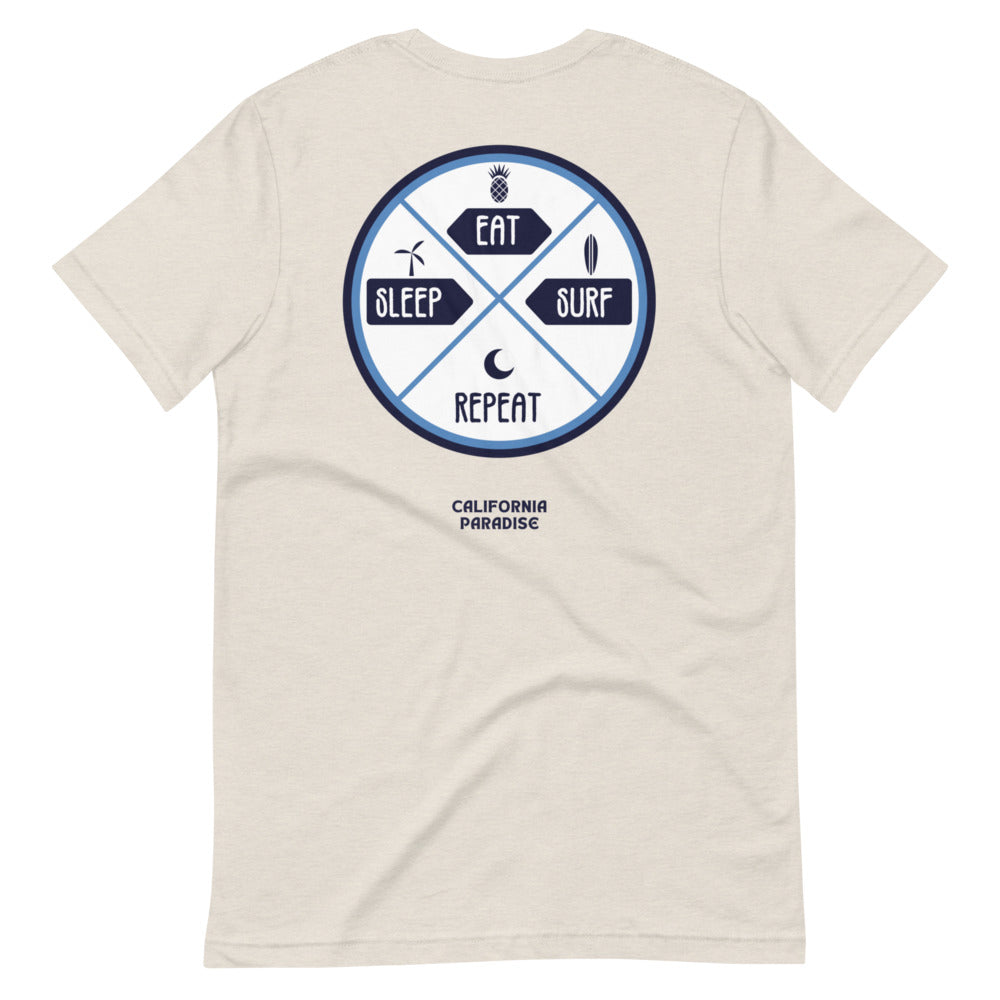 Eat Sleep Surf Repeat Short Sleeve Unisex T-Shirt