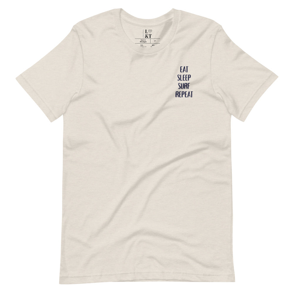 Eat Sleep Surf Repeat Short Sleeve Unisex T-Shirt