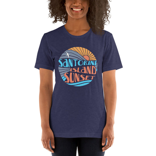 Santorini Island Sunset Short Sleeve Unisex T-Shirt