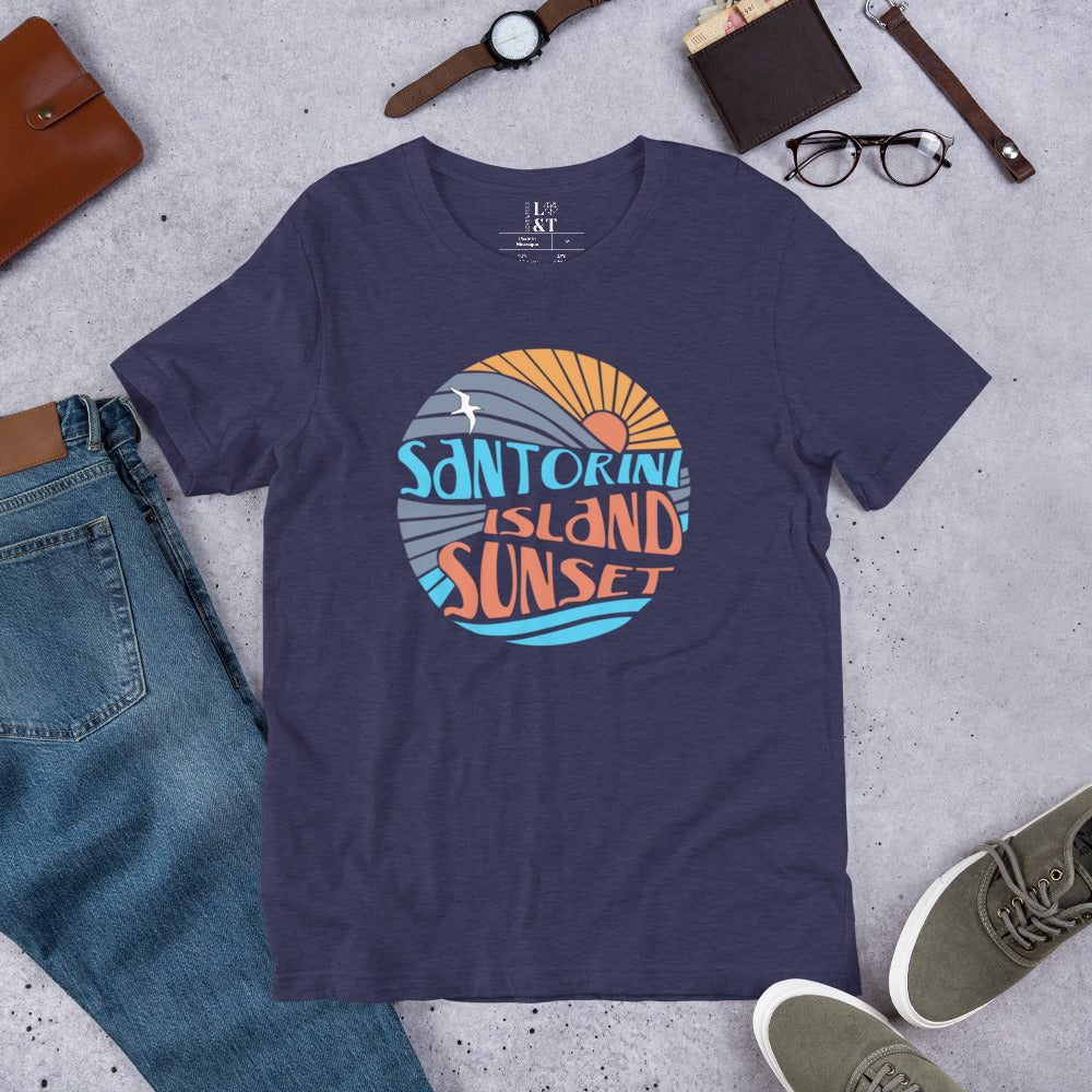 Santorini Island Sunset Short Sleeve Unisex T-Shirt