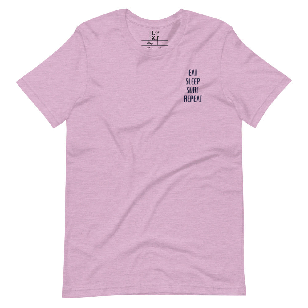 Eat Sleep Surf Repeat Short Sleeve Unisex T-Shirt