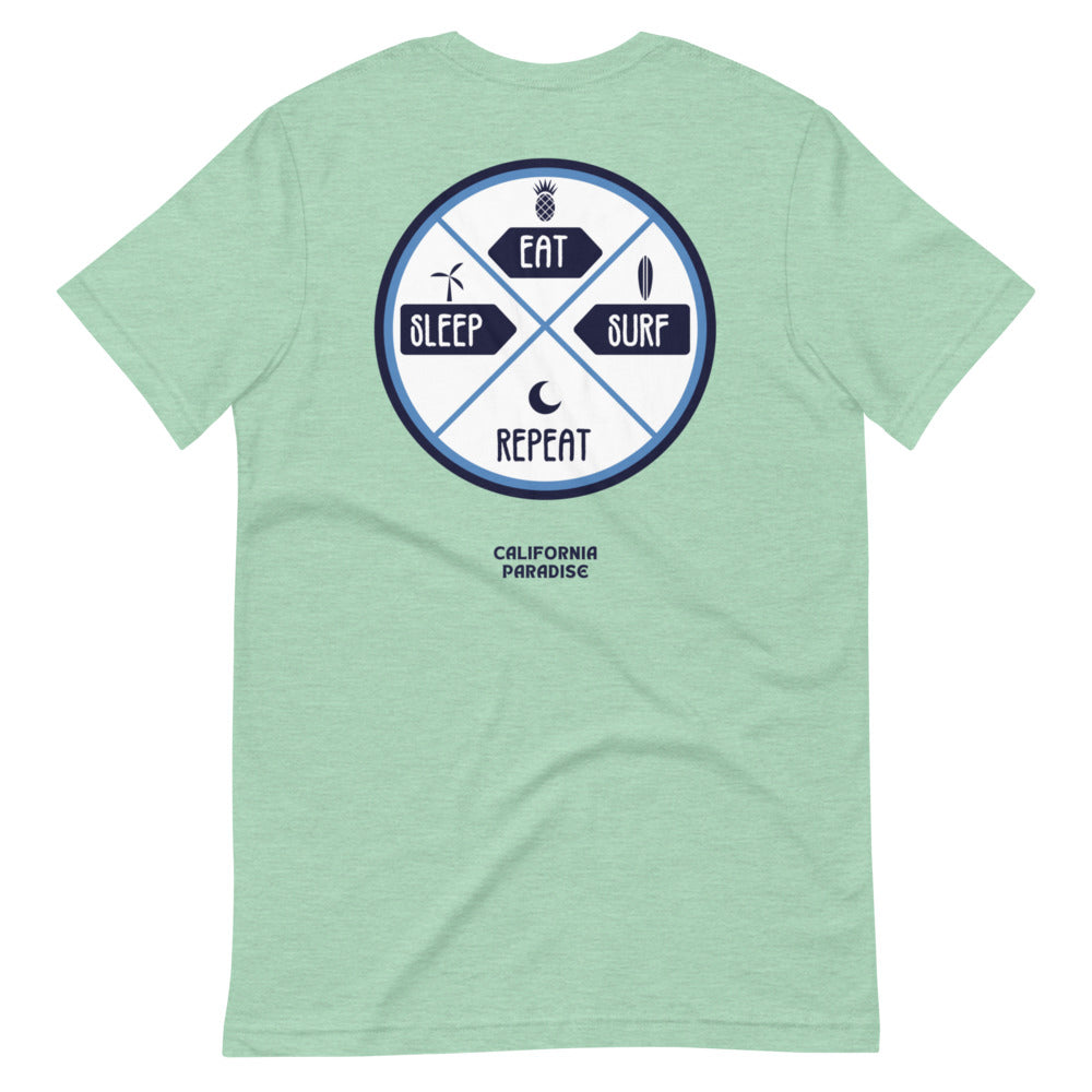 Eat Sleep Surf Repeat Short Sleeve Unisex T-Shirt