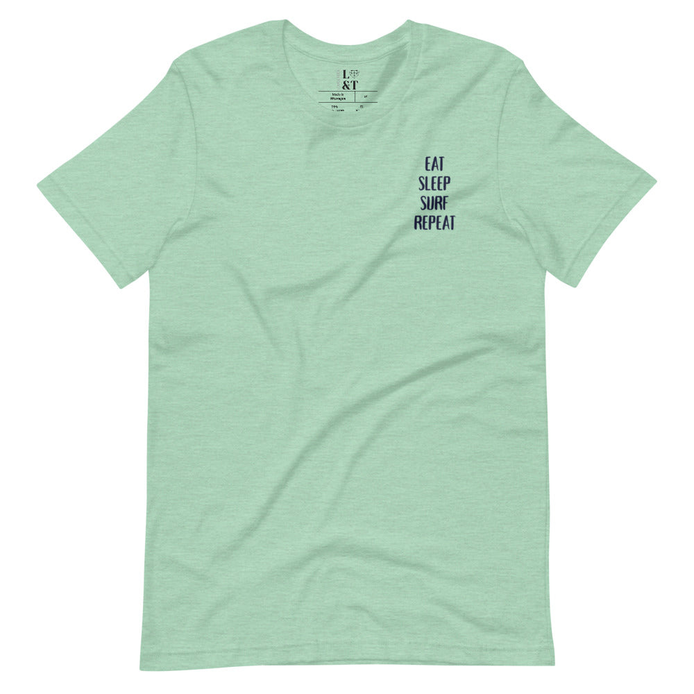 Eat Sleep Surf Repeat Short Sleeve Unisex T-Shirt