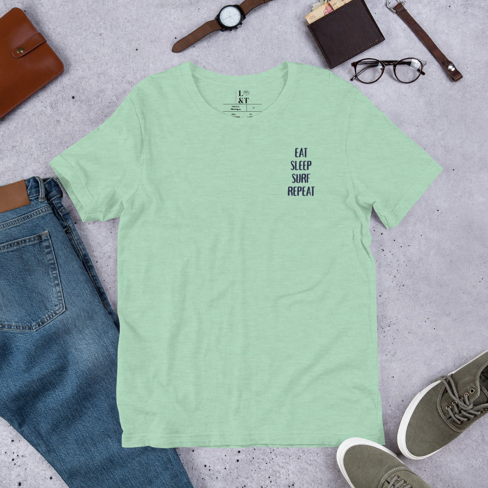 Eat Sleep Surf Repeat Short Sleeve Unisex T-Shirt