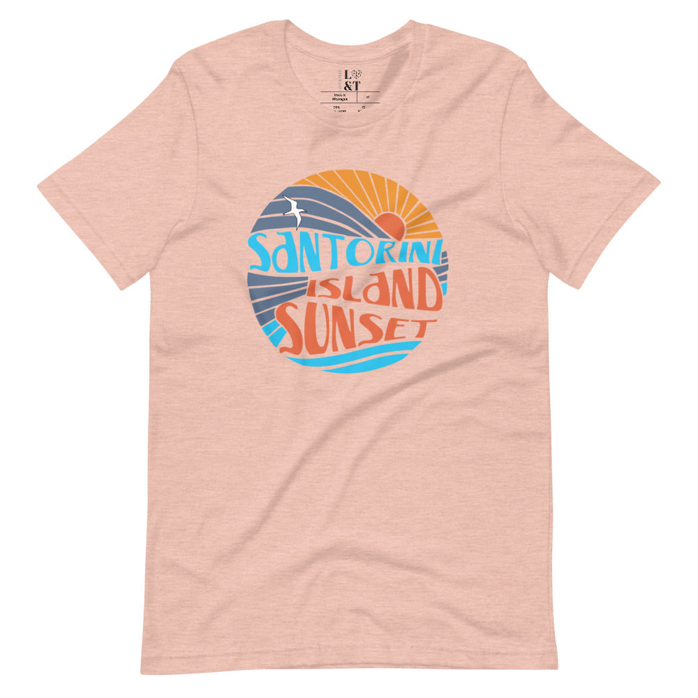 Santorini Island Sunset Short Sleeve Unisex T-Shirt