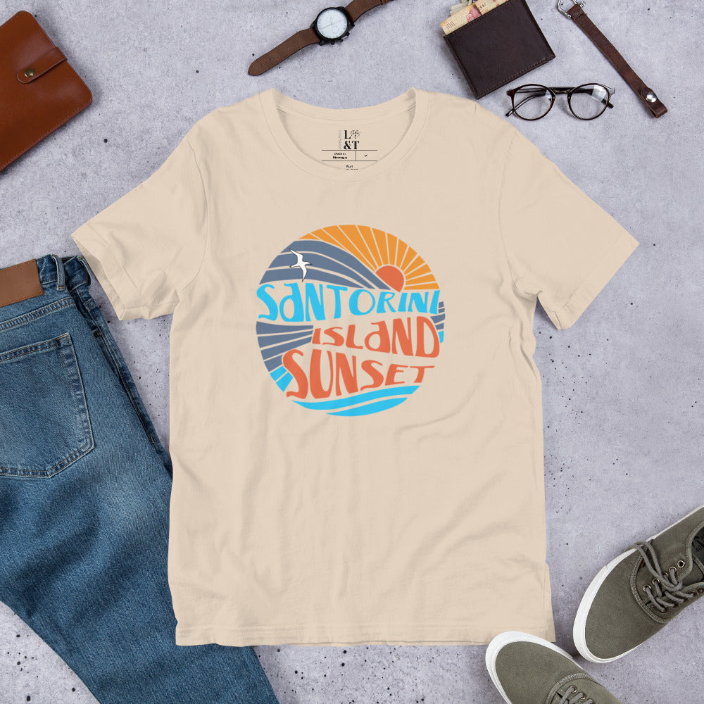 Santorini Island Sunset Short Sleeve Unisex T-Shirt