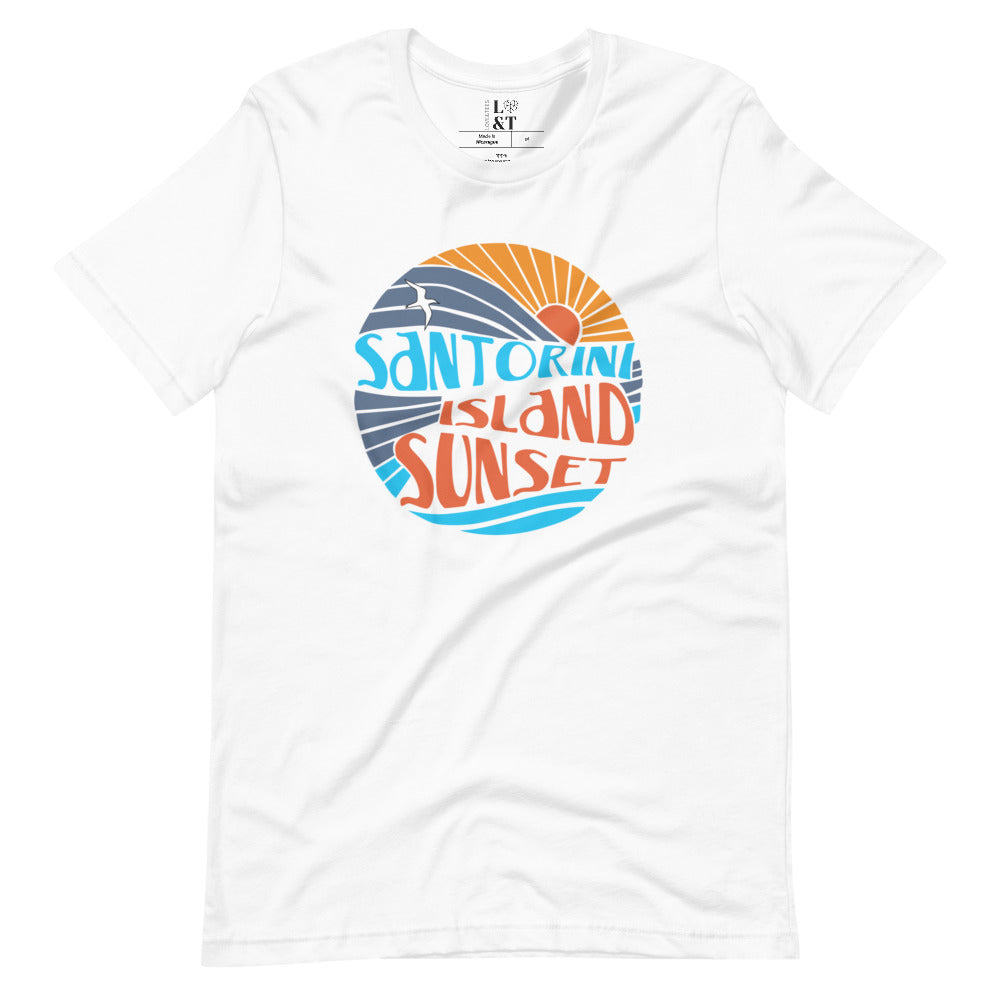 Santorini Island Sunset Short Sleeve Unisex T-Shirt