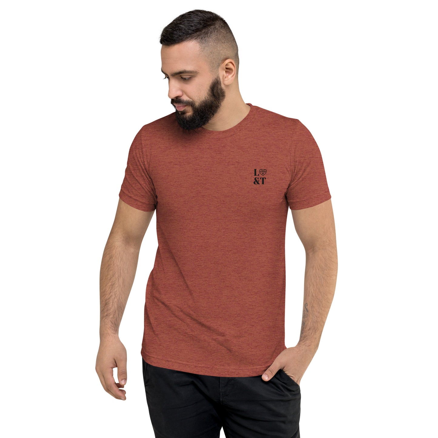 L&T Short Sleeve Tri-Blend Embroidered Logo T-Shirt