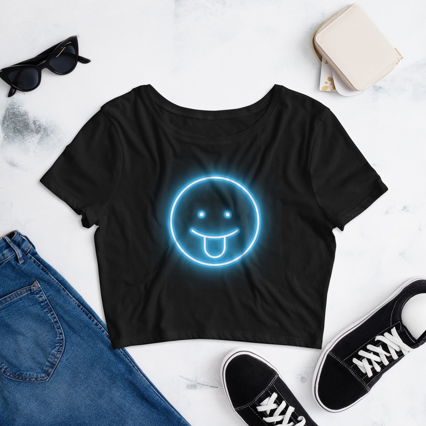 Smiley Face Women’s Crop Tee