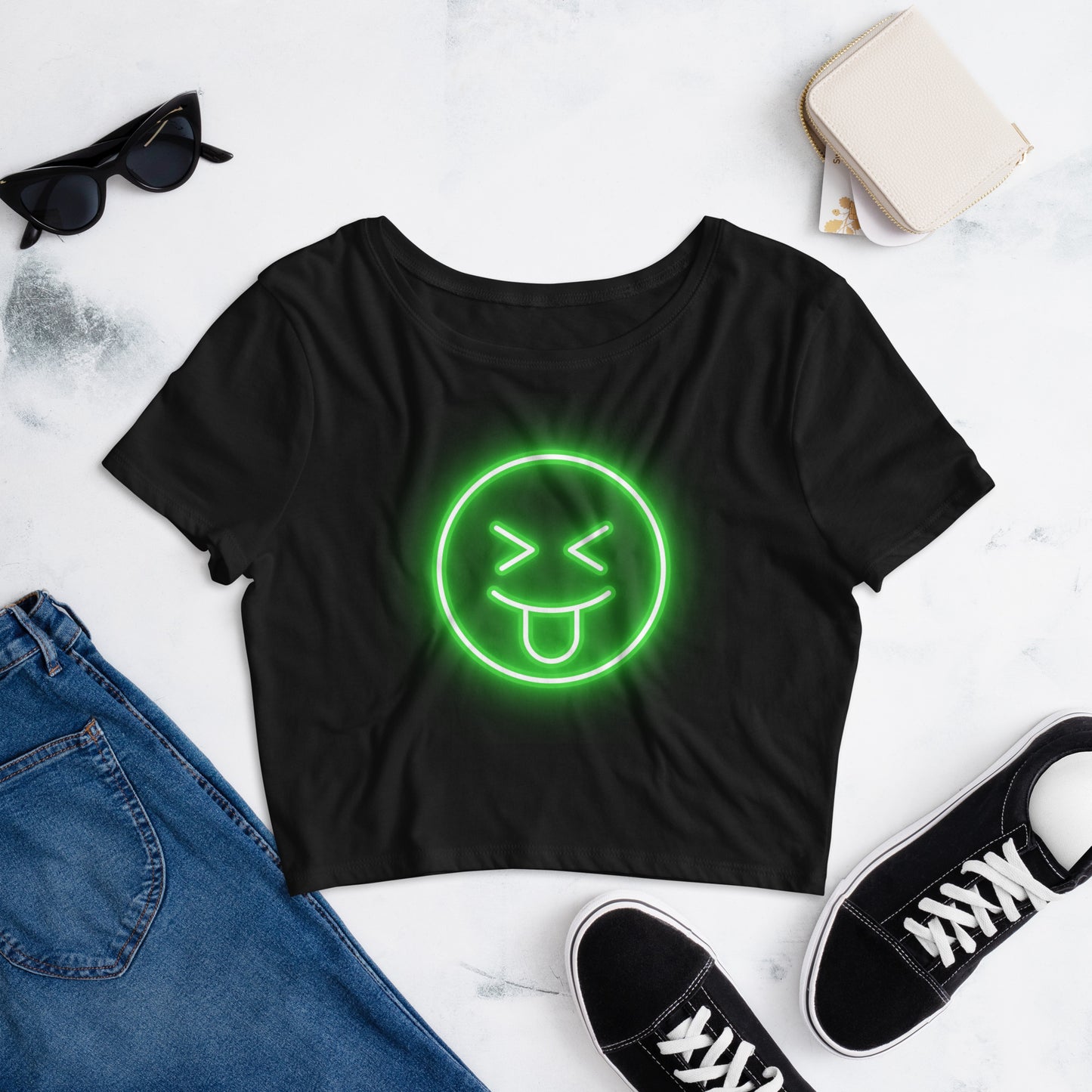 Smiley Face Women’s Crop Tee