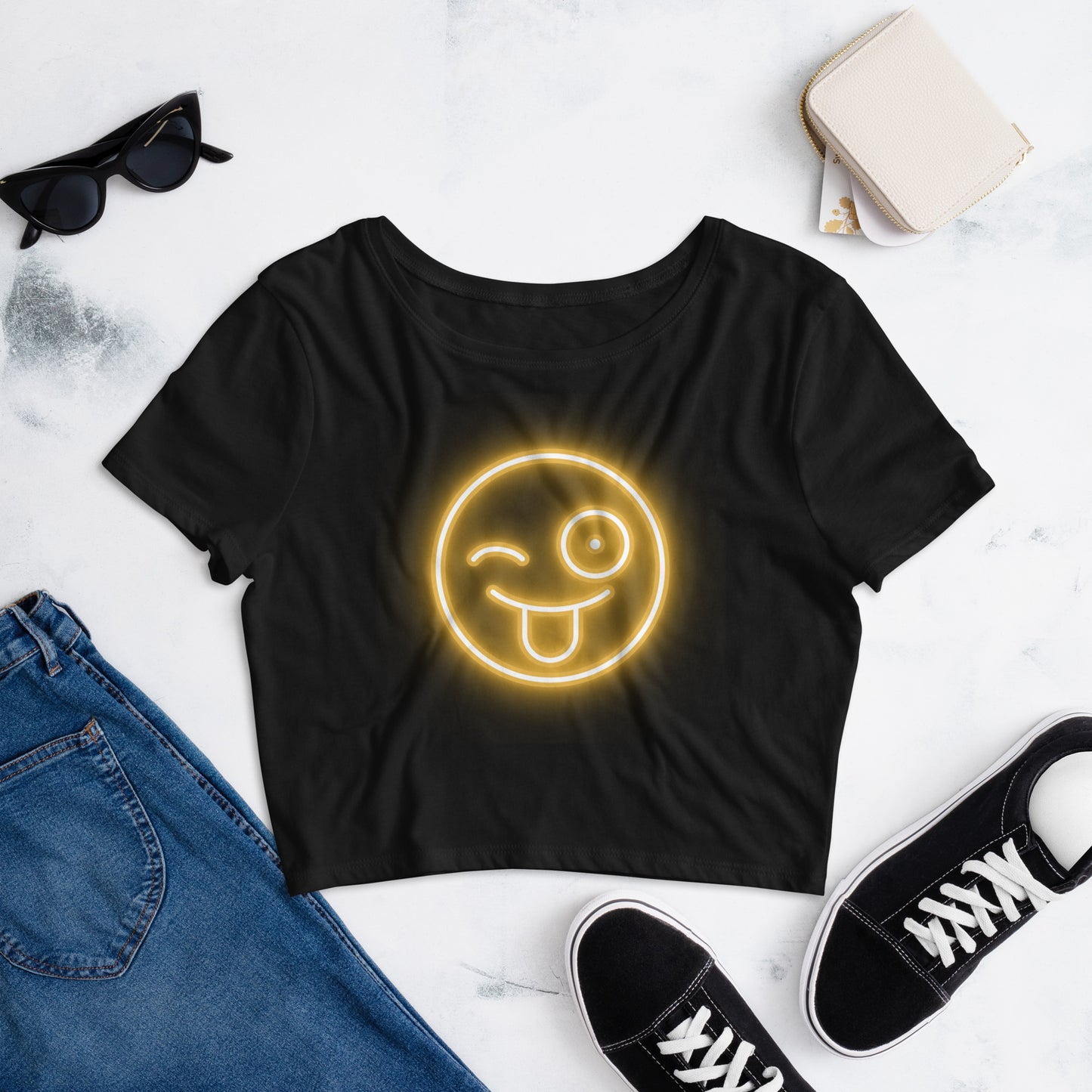 Smiley Face Women’s Crop Tee