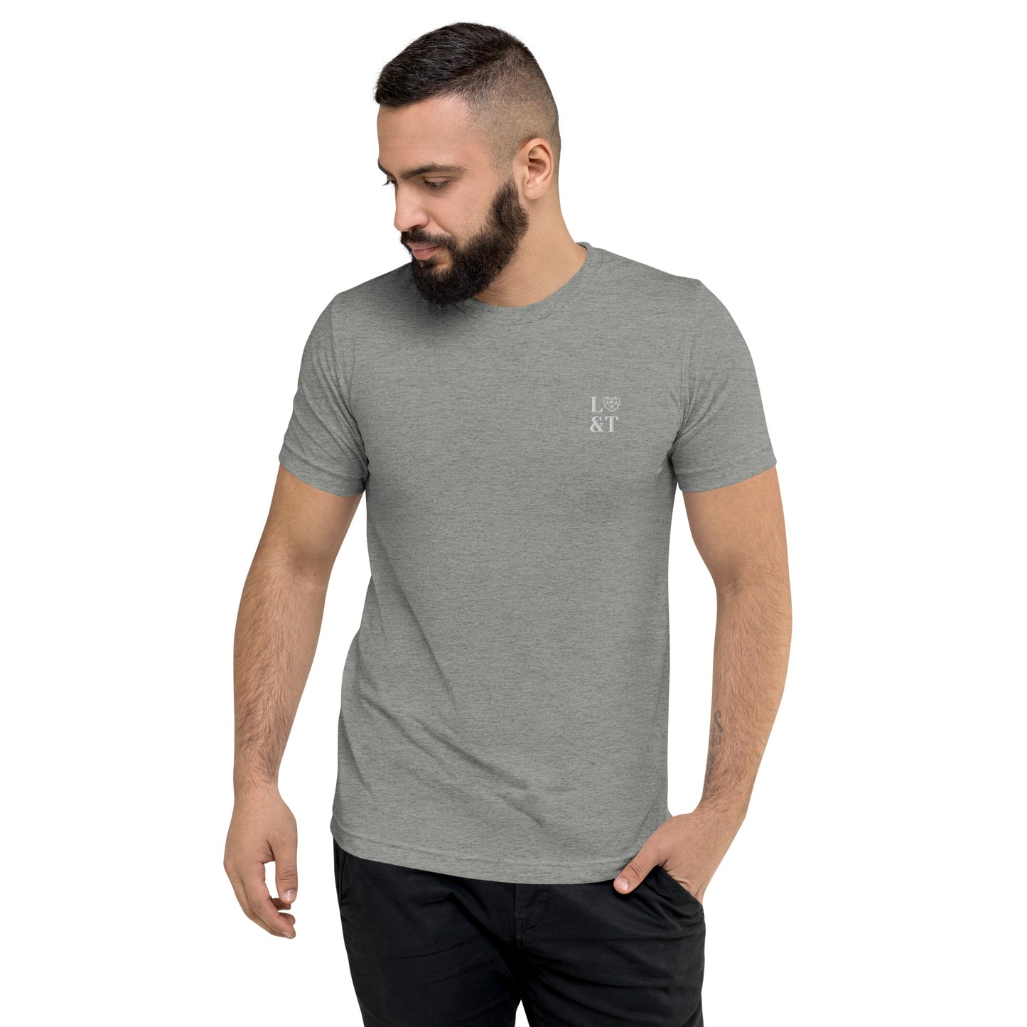 L&T Short Sleeve Tri-blend Embroidered Logo T-Shirt