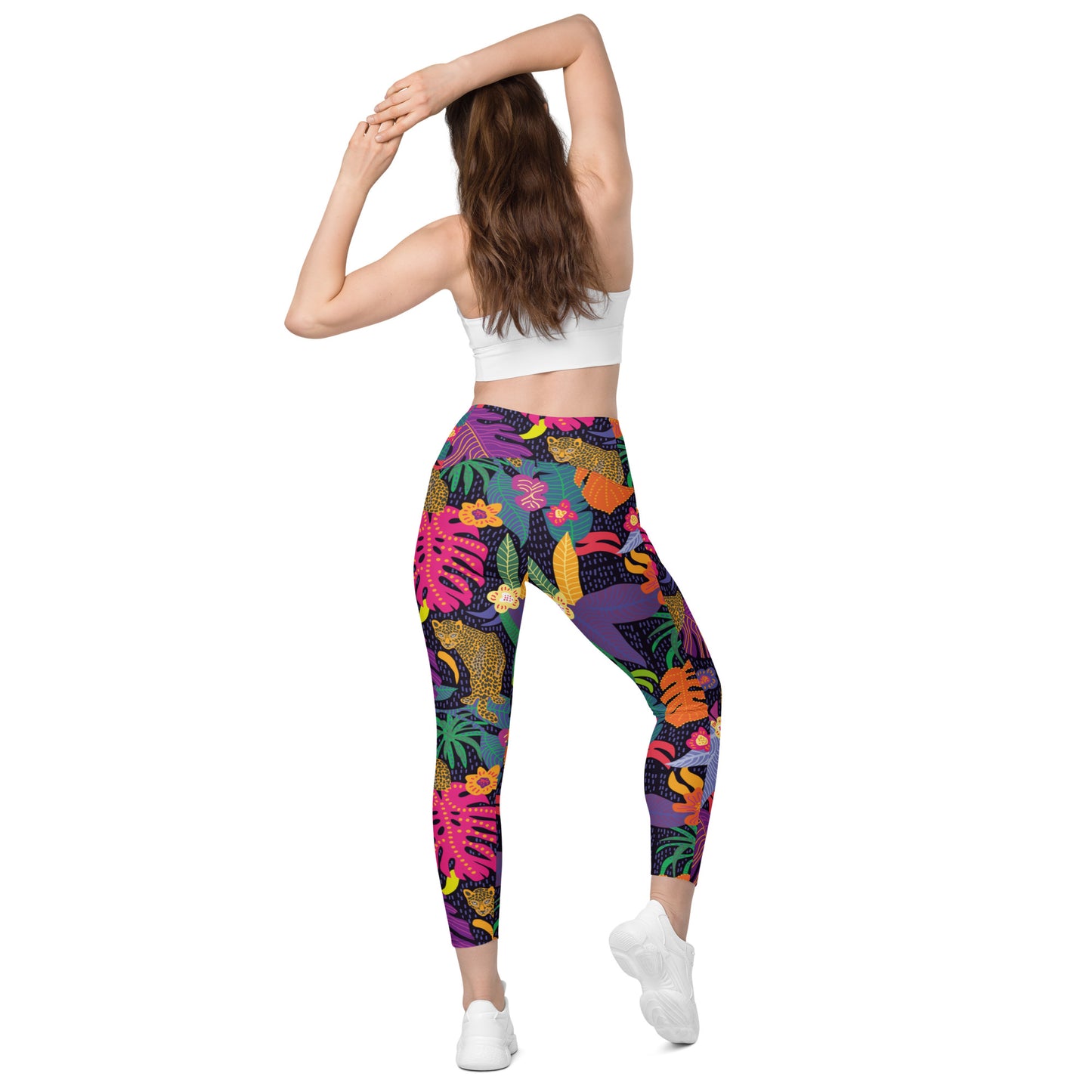 Leo Palm Crossover Leggings With Pockets