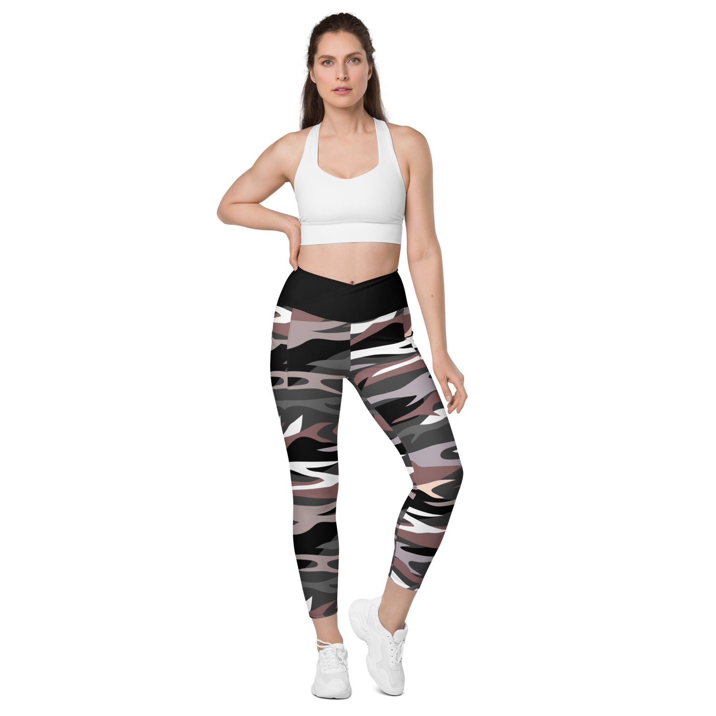 Camouflage Crossover Leggings With Pockets