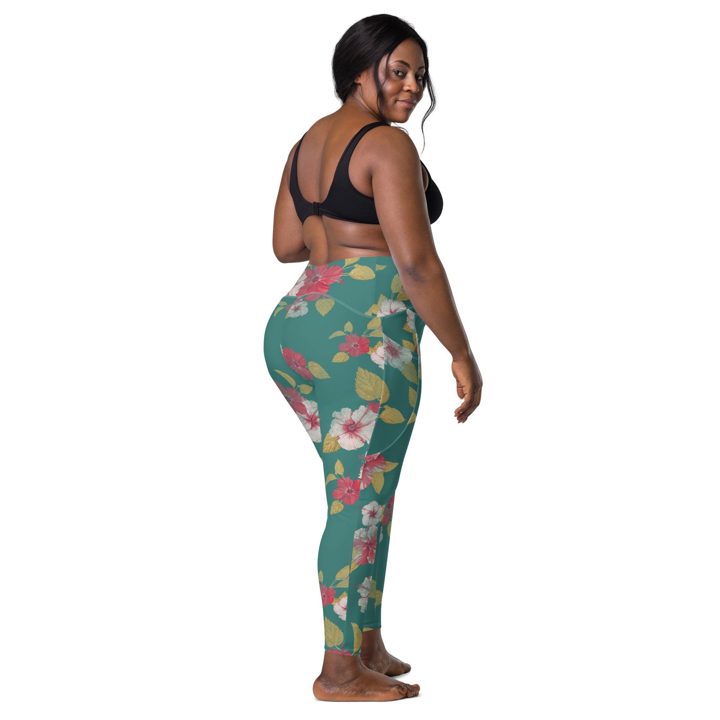 Hibiscus Crossover Leggings With Pockets