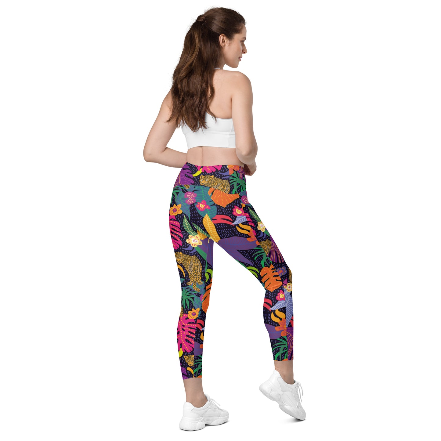 Leo Palm Crossover Leggings With Pockets