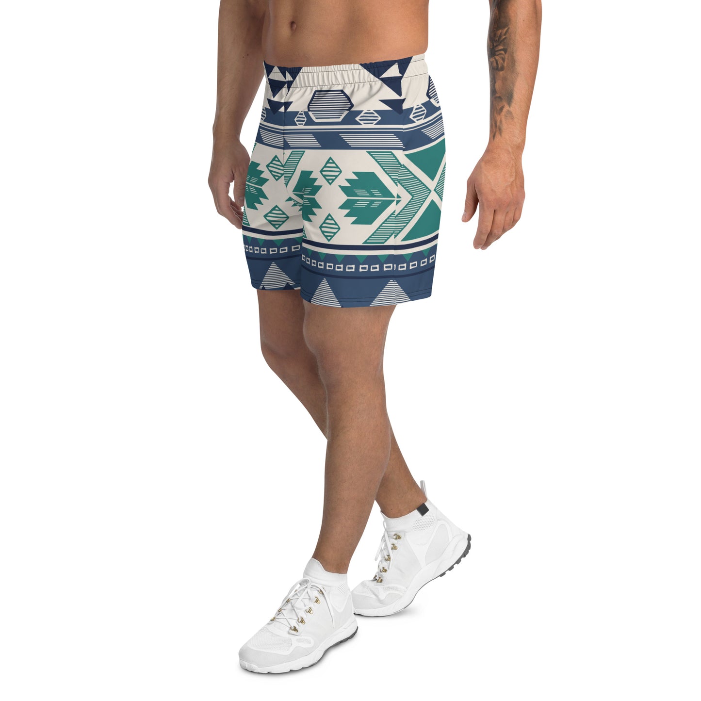 Printed Tribal Athletic Long Shorts