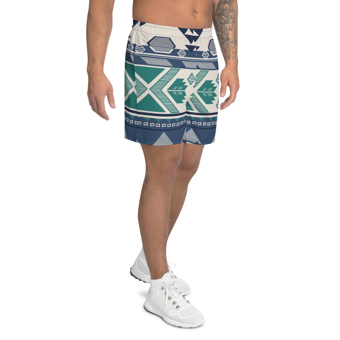 Printed Tribal Athletic Long Shorts