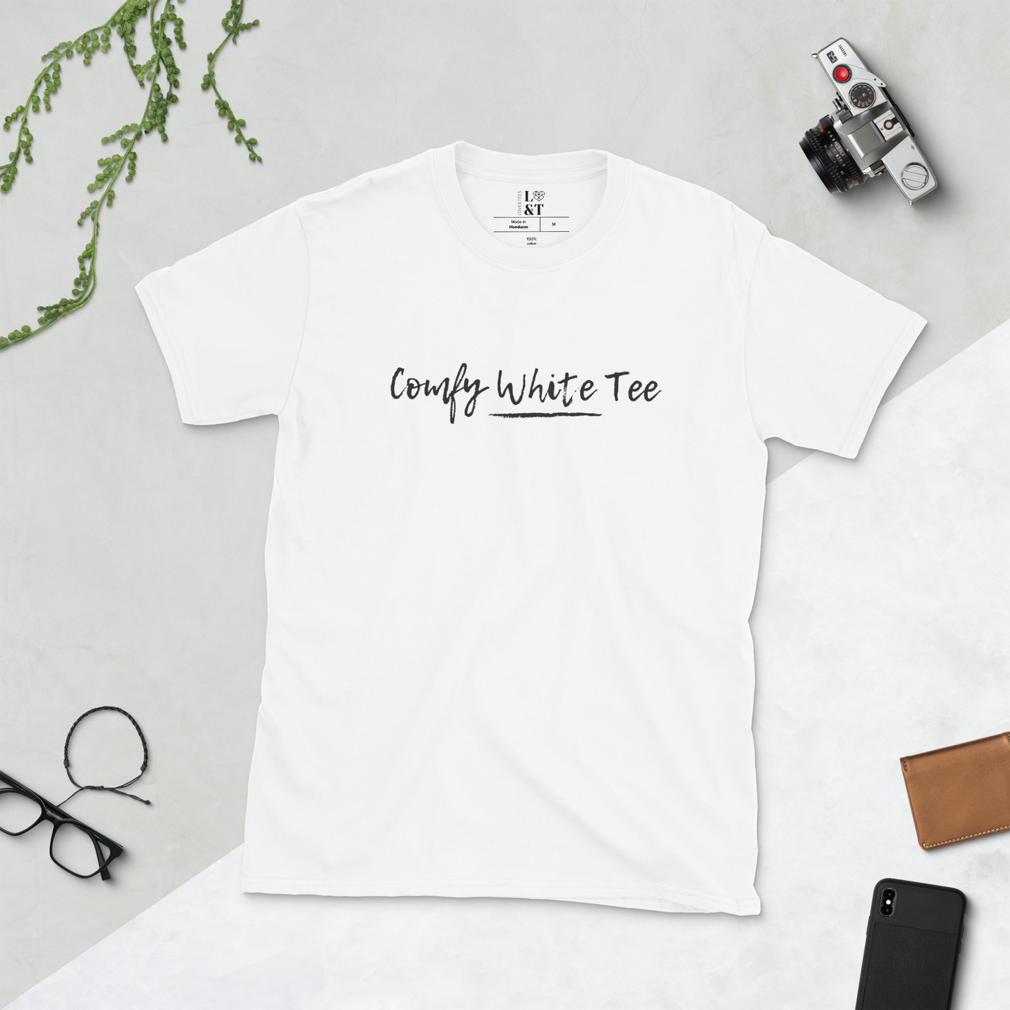 Comfy White Short-Sleeve Unisex Tee