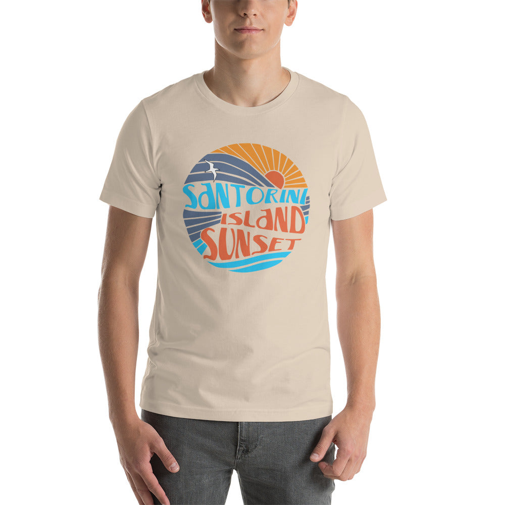 Santorini Island Sunset Short Sleeve Unisex T-Shirt