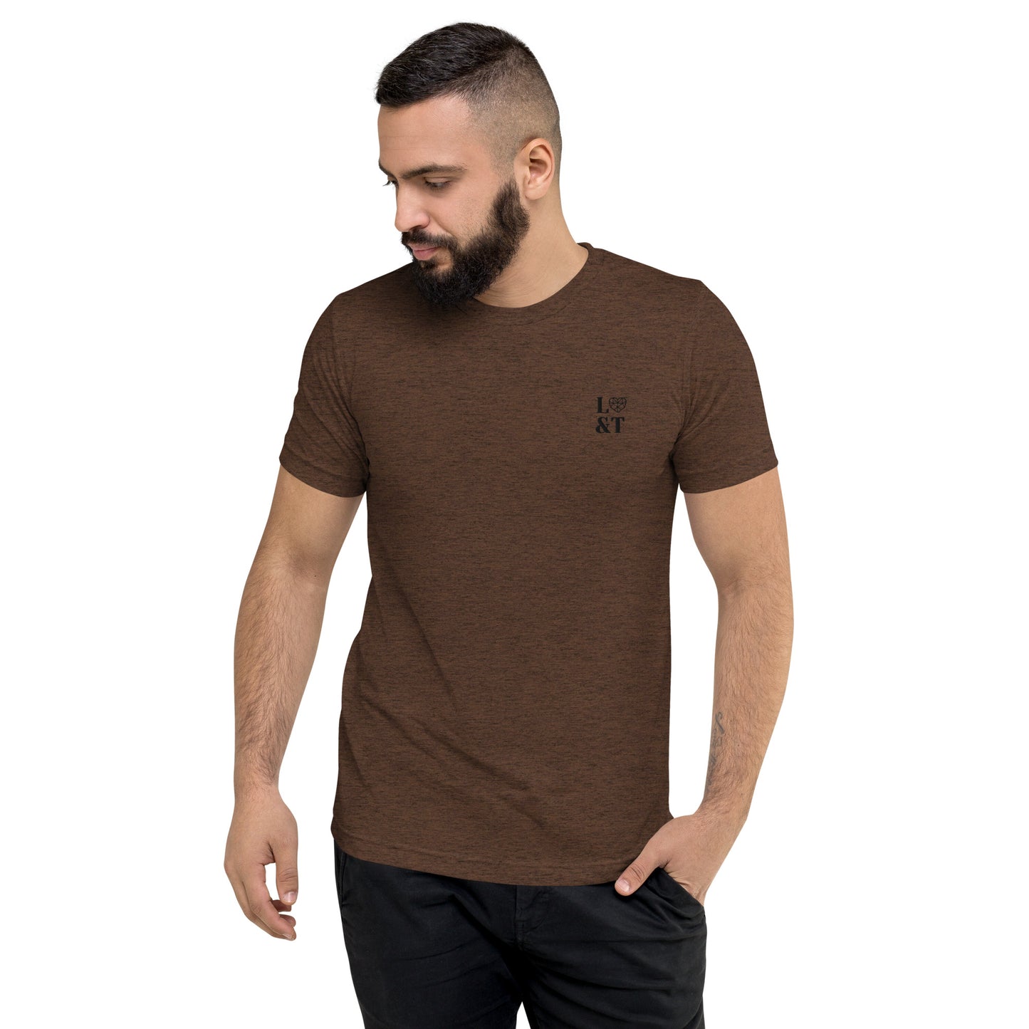 L&T Short Sleeve Tri-Blend Embroidered Logo T-Shirt