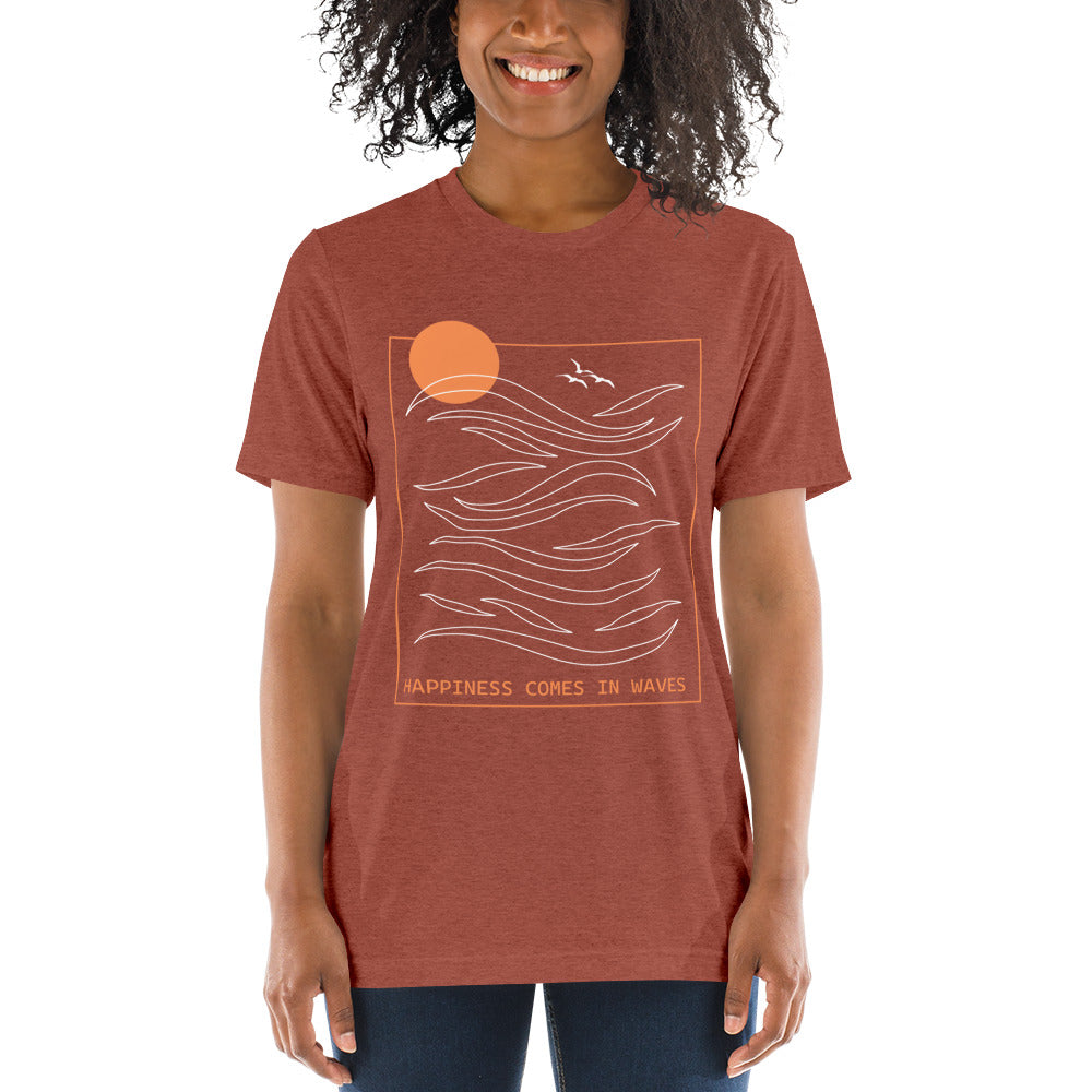 Happiness Comes In Waves Tri-Blend Short Sleeve T-Shirt