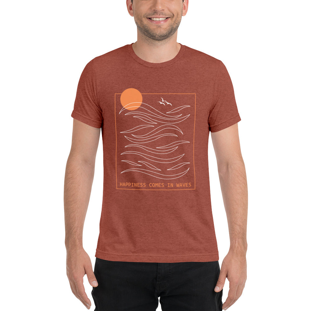 Happiness Comes In Waves Tri-Blend Short Sleeve T-Shirt